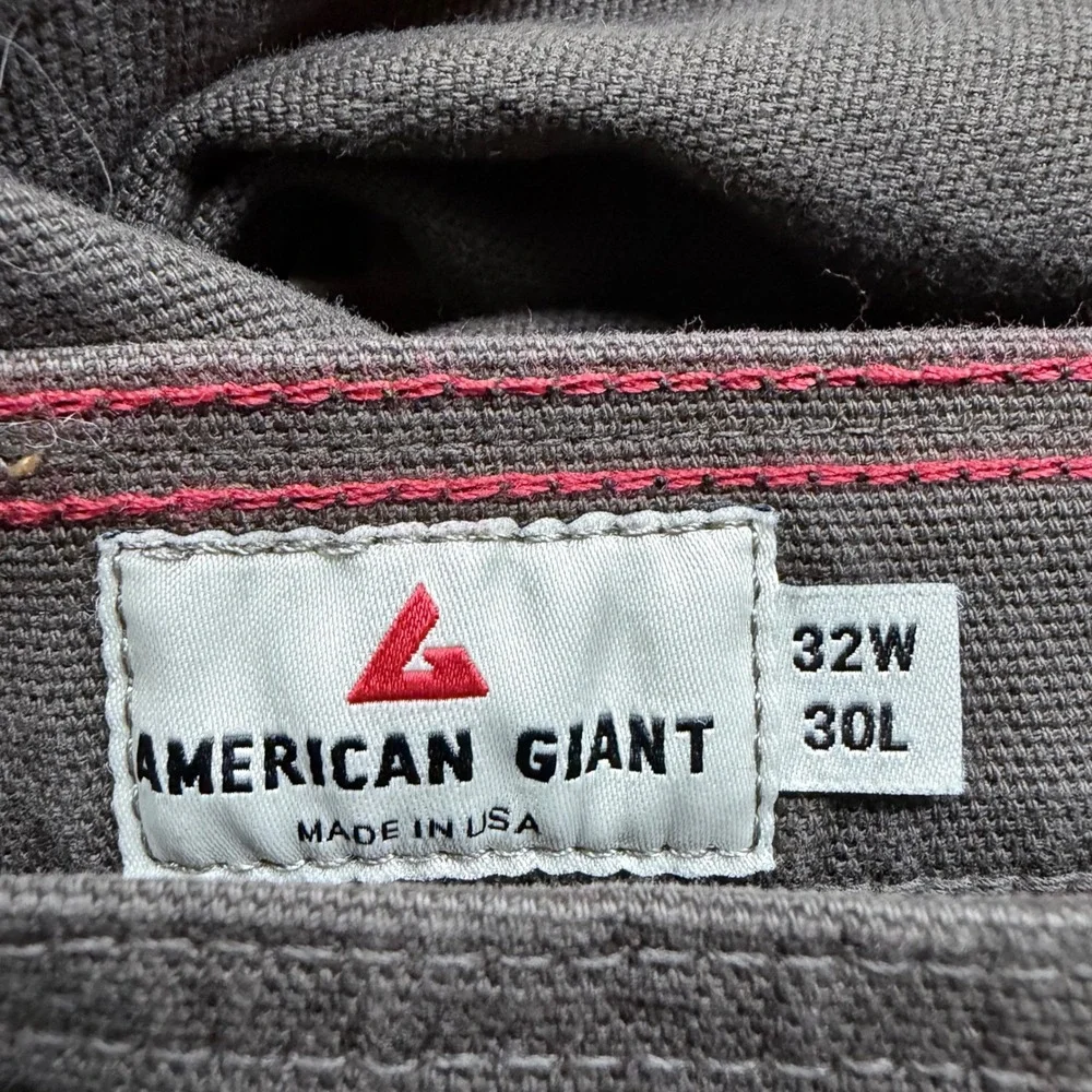 NWOT American Giant Men's Roughneck Pant Straight Canvas Pants 32x30 Brown